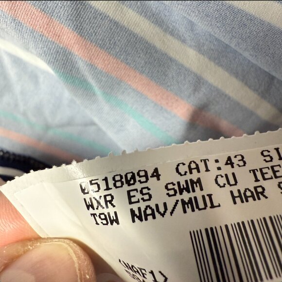 Lands' End Women's M LONG Elbow Sleeve Crew Neck Cover-up Swim Tee Rash Guard St - Picture 5 of 6